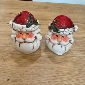 Transpac Ceramic Santa Claus Salt and Pepper Shakers Holiday Christmas Set